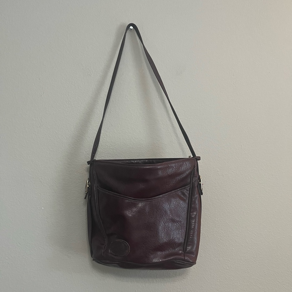 Vintage Stone Mountain brown leather shoulder bag purse - made‎ in America